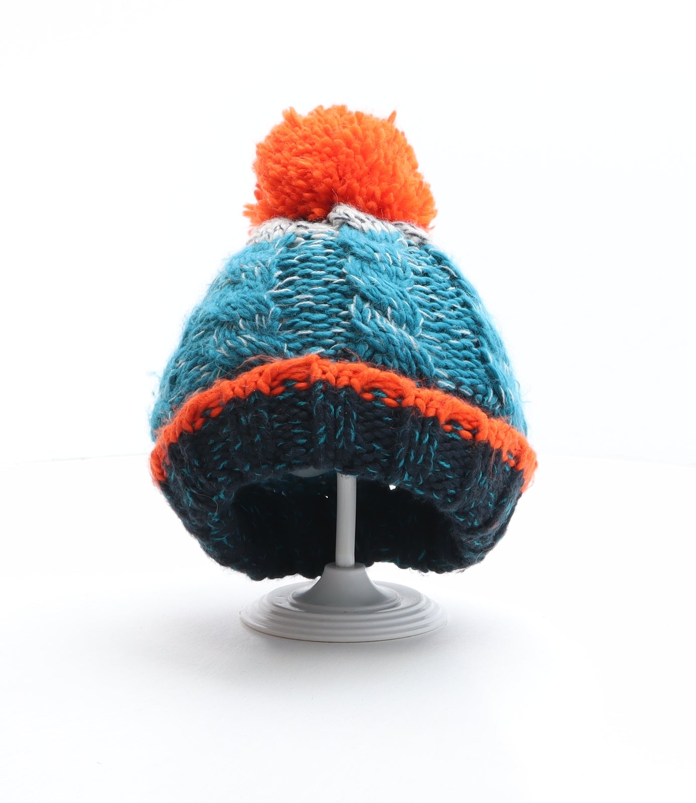 F&F Boys Multicoloured Colourblock Acrylic Bobble Hat One Size