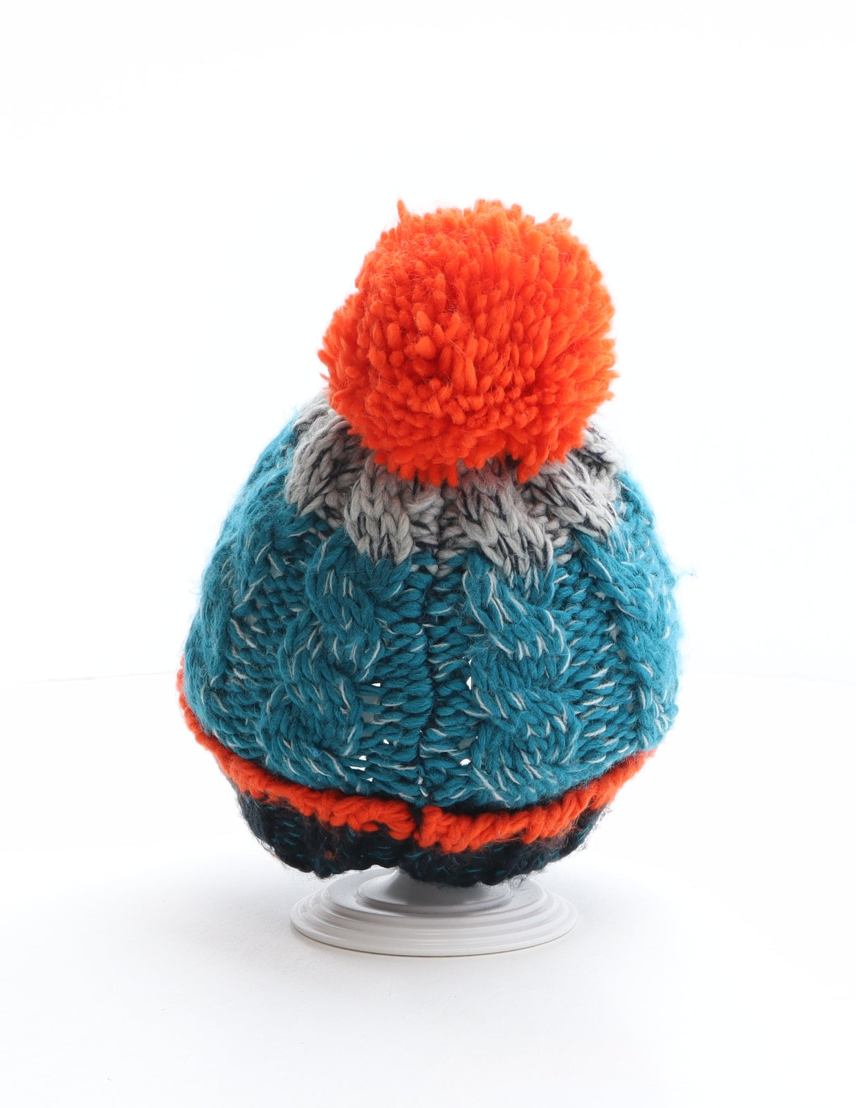 F&F Boys Multicoloured Colourblock Acrylic Bobble Hat One Size