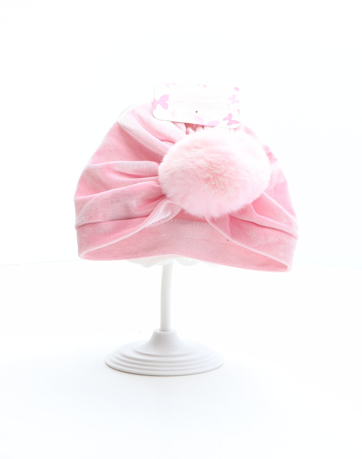 Ava Olivia Girls White Polyester Turban One Size - Two pack, Pom pom