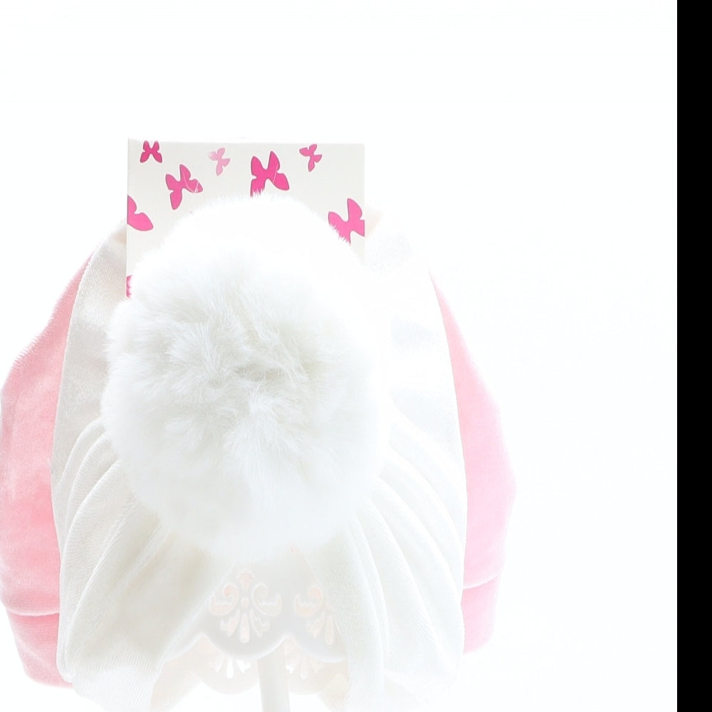 Ava Olivia Girls White Polyester Turban One Size - Two pack, Pom pom