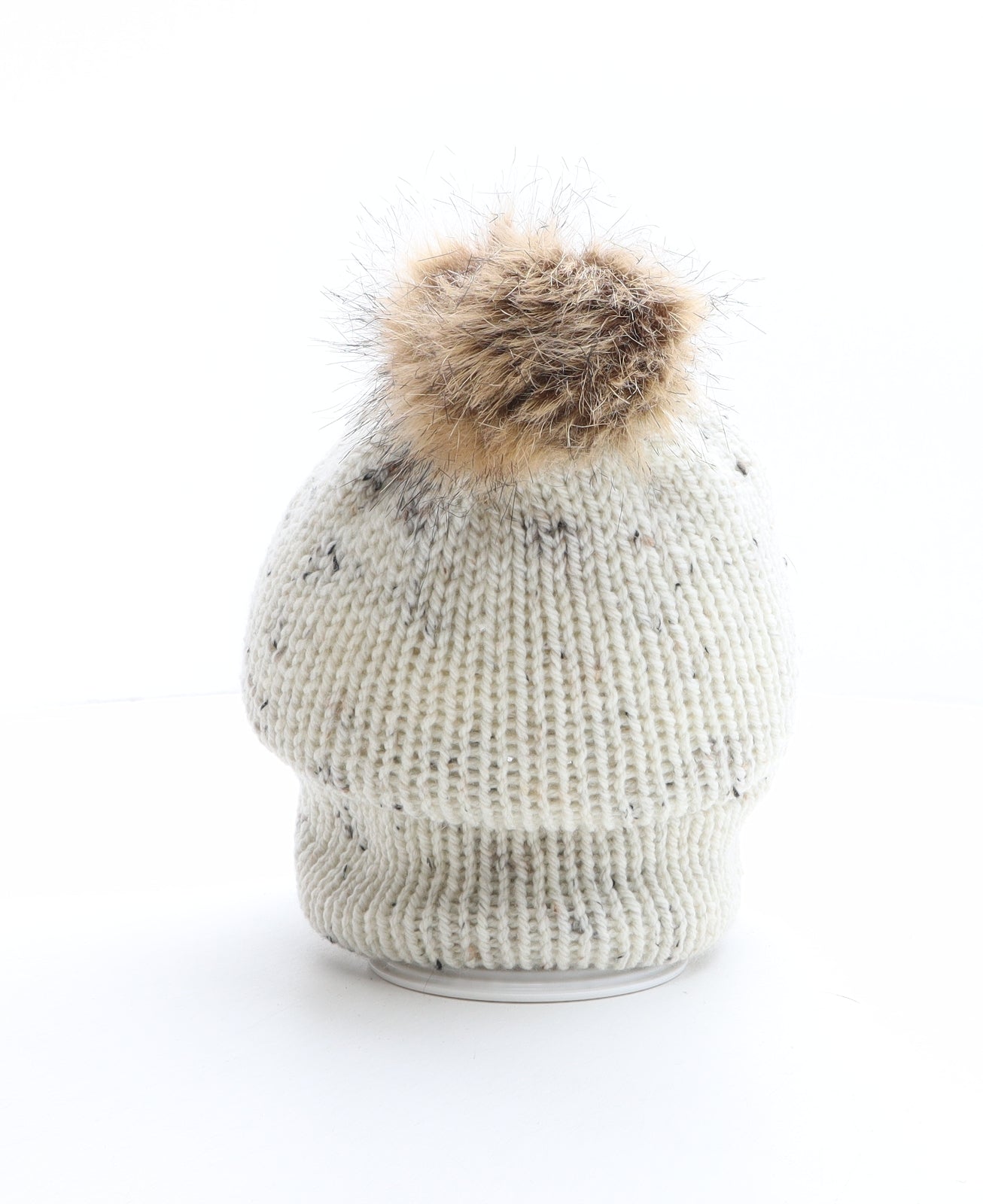 Hand Made Womens Ivory Acrylic Bobble Hat One Size