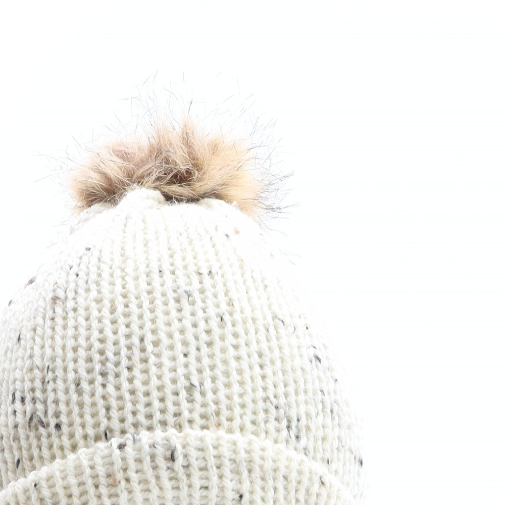 Hand Made Womens Ivory Acrylic Bobble Hat One Size