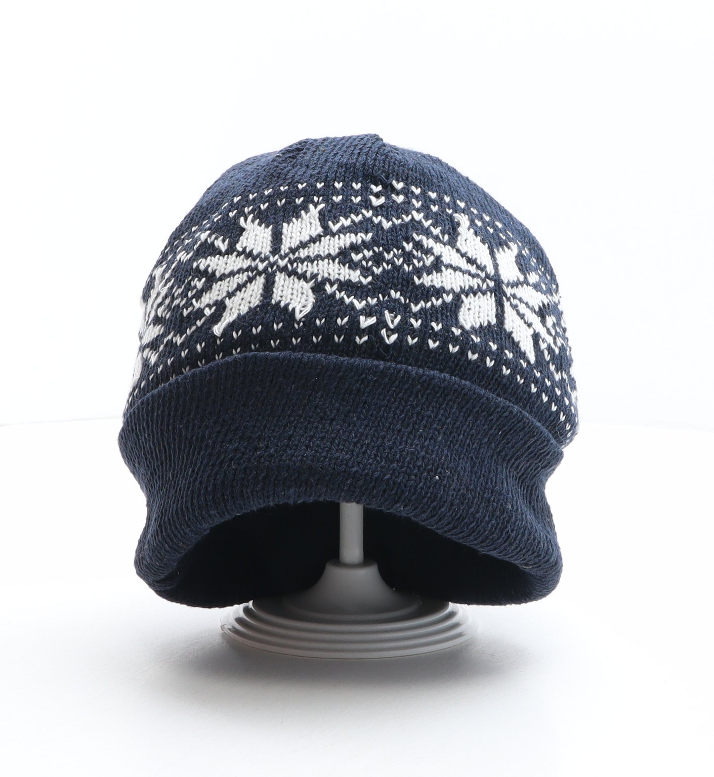 Mens Beanie Hats Mens Blue Fair Isle Acrylic Beanie One Size