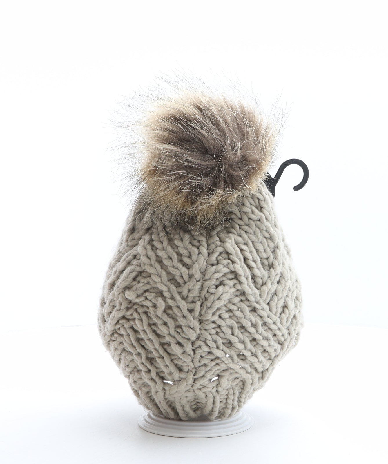 Atmosphere Womens Beige Acrylic Bobble Hat One Size