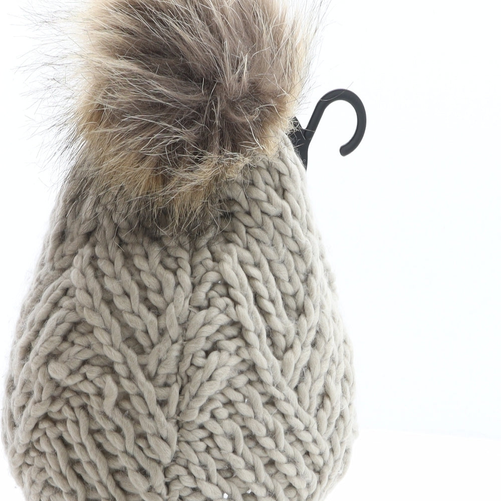 Atmosphere Womens Beige Acrylic Bobble Hat One Size