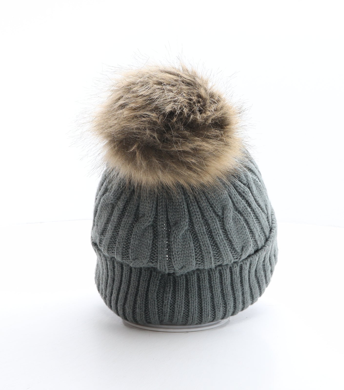 Alpine Womens Grey Acrylic Bobble Hat One Size