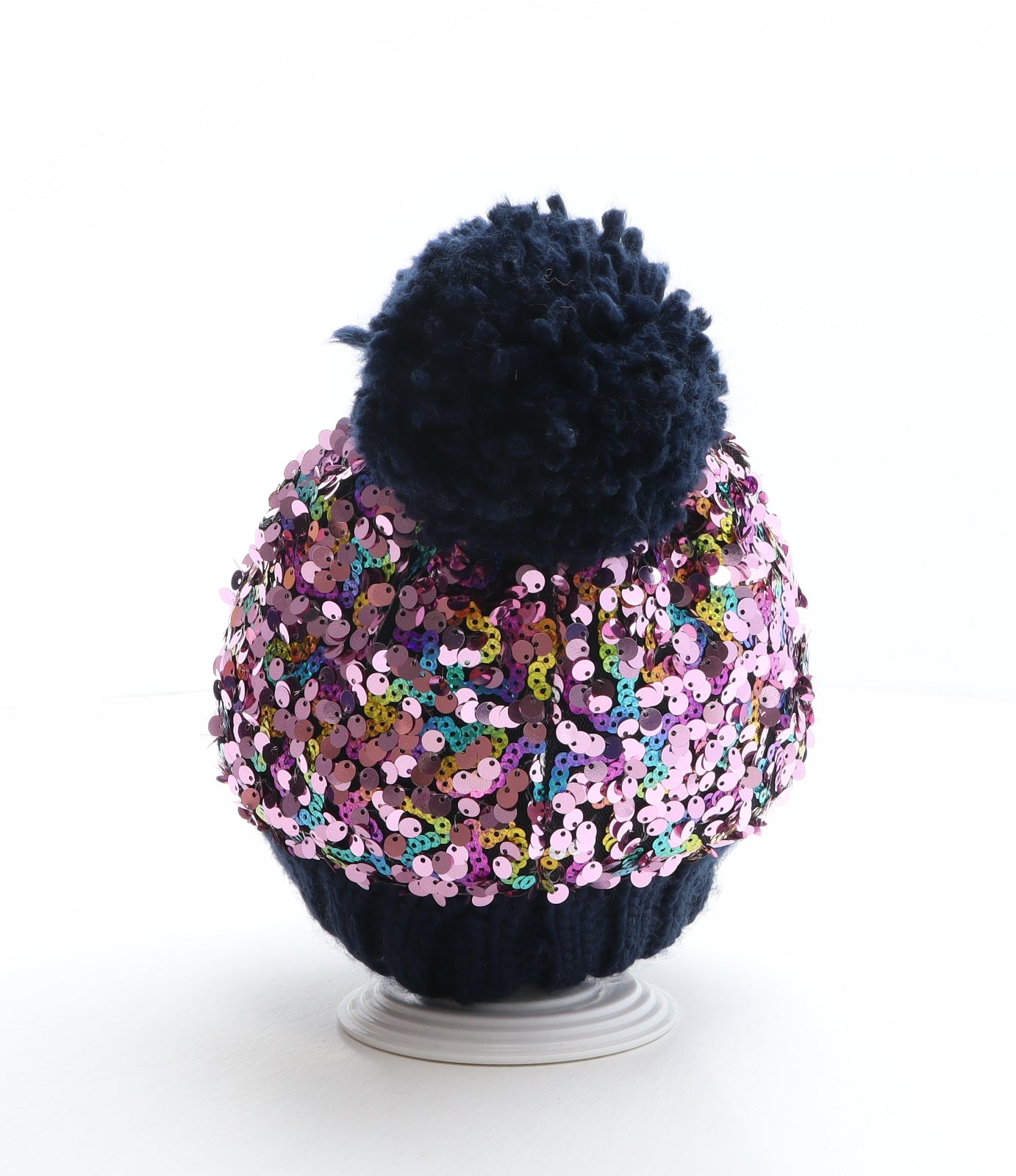 F&F Girls Multicoloured Acrylic Bobble Hat One Size