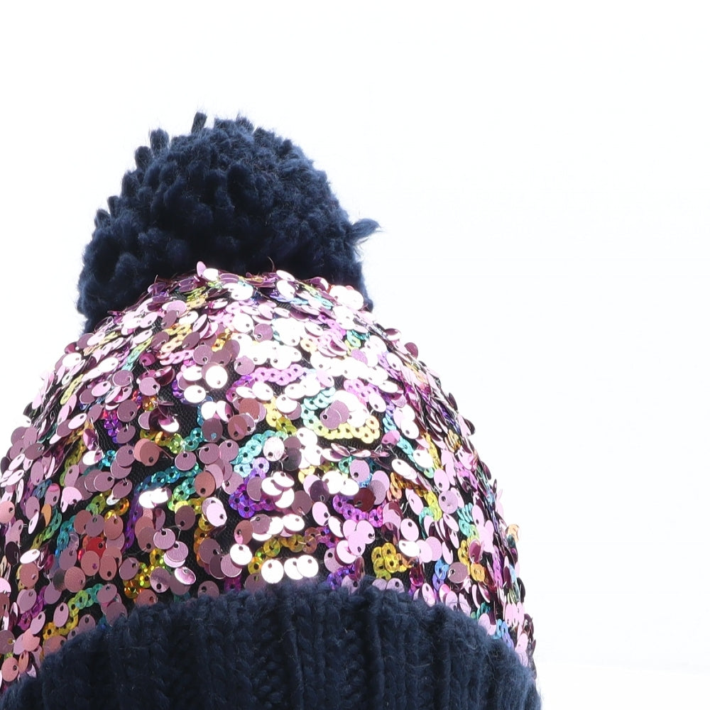 F&F Girls Multicoloured Acrylic Bobble Hat One Size