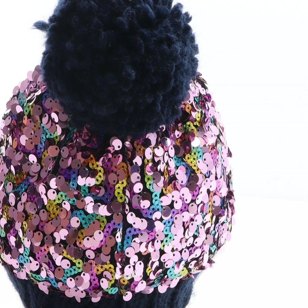 F&F Girls Multicoloured Acrylic Bobble Hat One Size