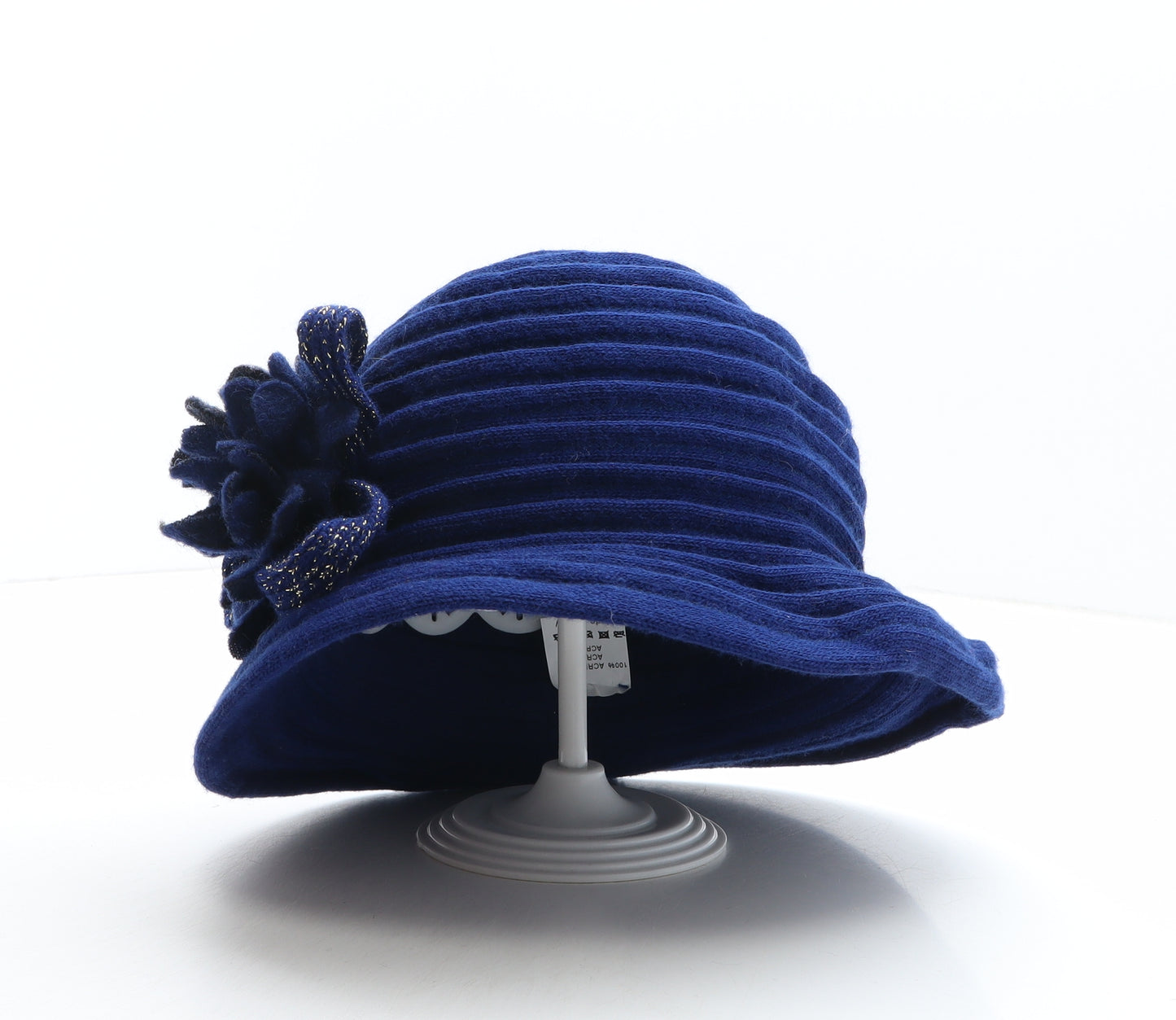 The Hat Shop Womens Blue Acrylic Cloche One Size - Flower Detail