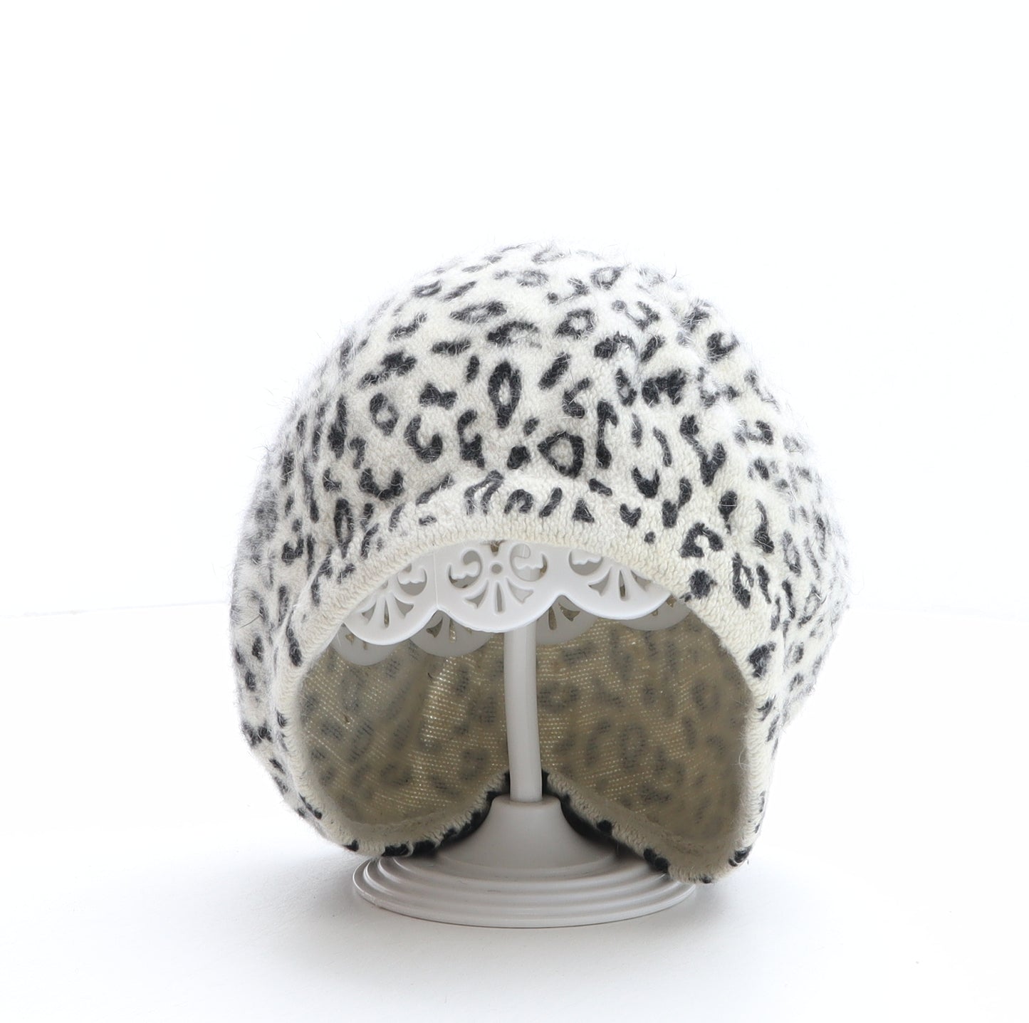 Preworn Womens Multicoloured Animal Print Acrylic Beret One Size - Leopard print