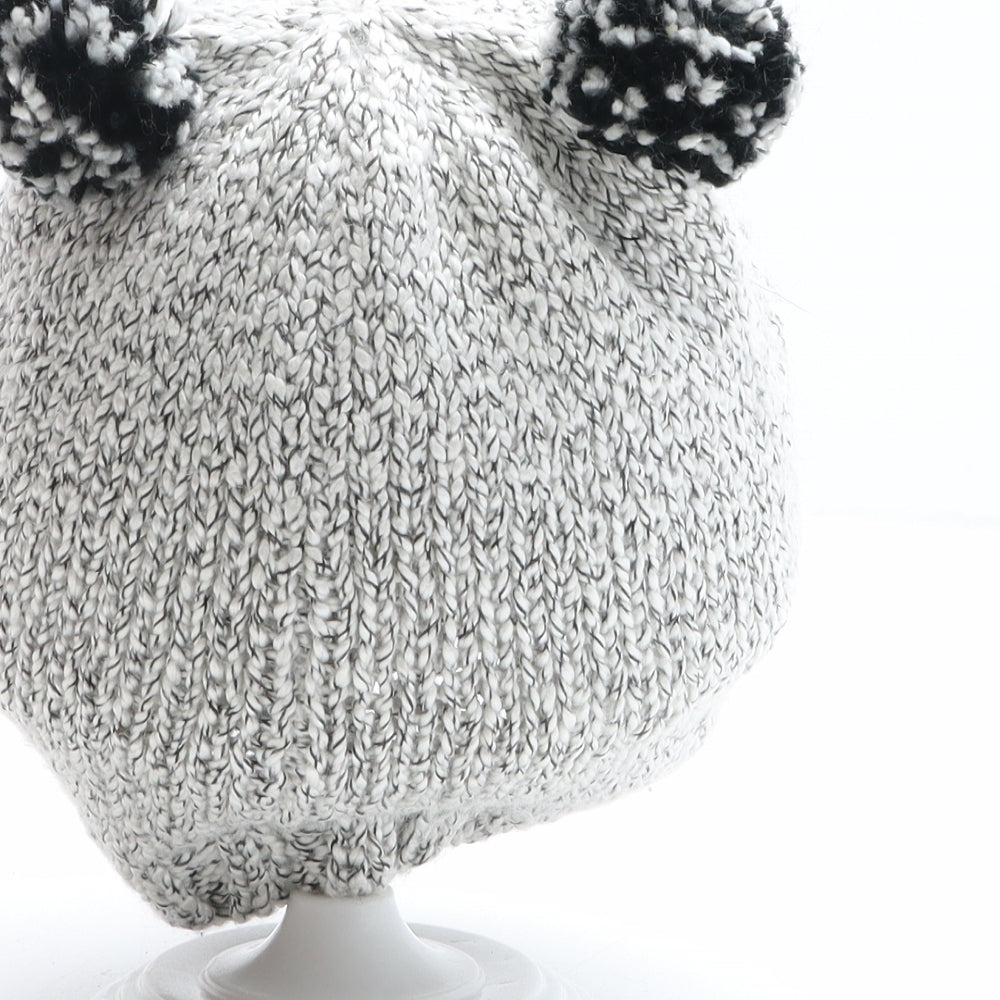 Atmosphere Womens Grey Acrylic Bobble Hat One Size - Panda Design