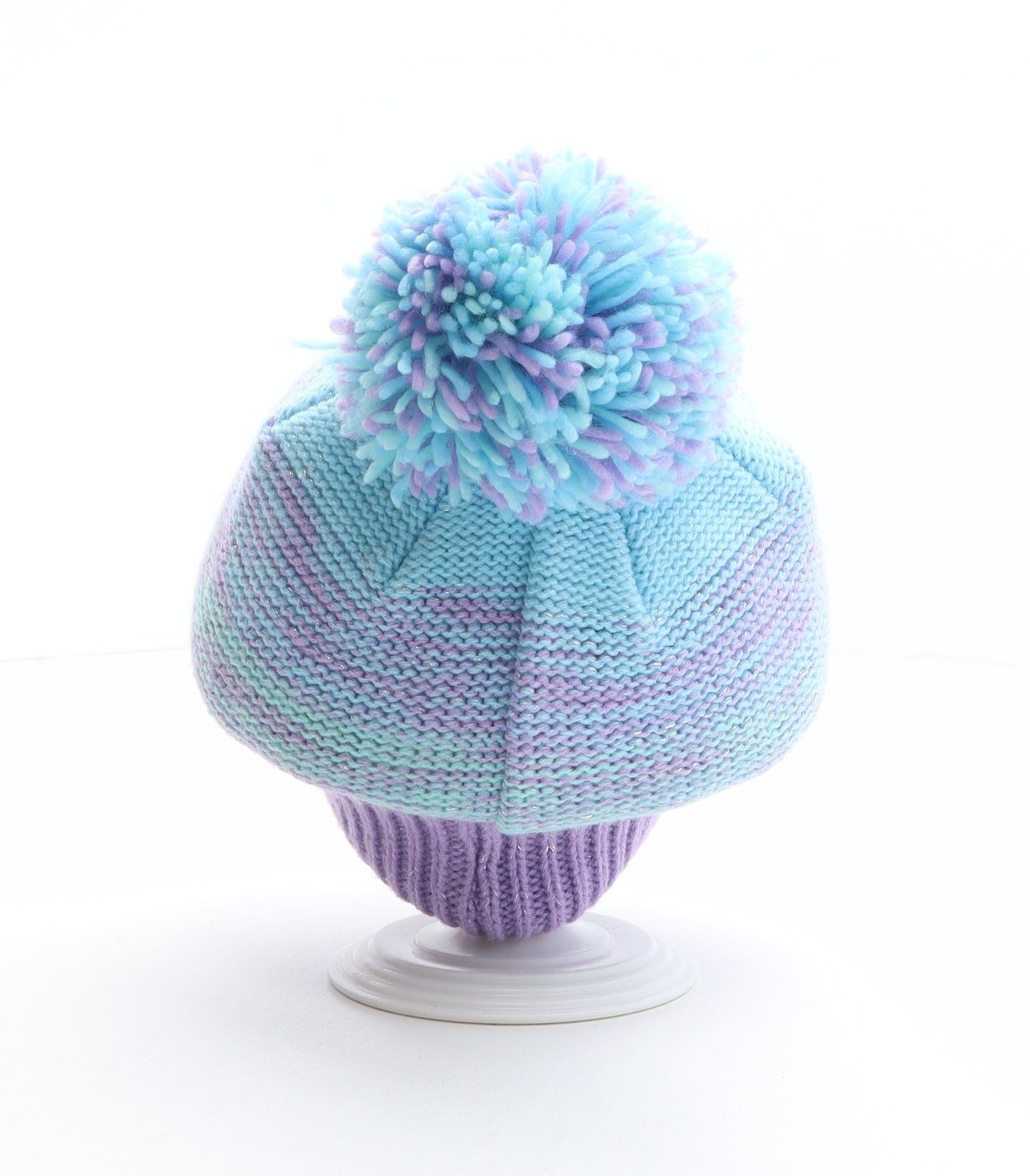 Disney Girls Multicoloured Acrylic Bobble Hat One Size - Frozen Elsa and Anna, Heart detail