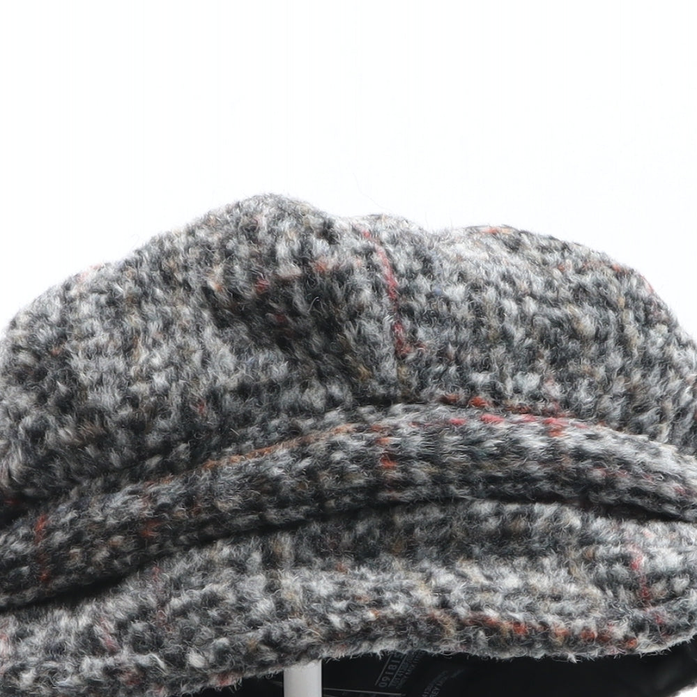 Marks and Spencer Womens Grey Plaid Wool Peaked Cap One Size