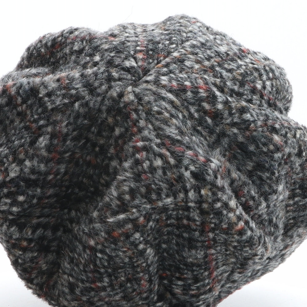 Marks and Spencer Womens Grey Plaid Wool Peaked Cap One Size