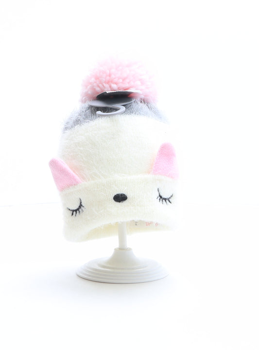 Primark Girls Multicoloured Colourblock Polyamide Bobble Hat One Size