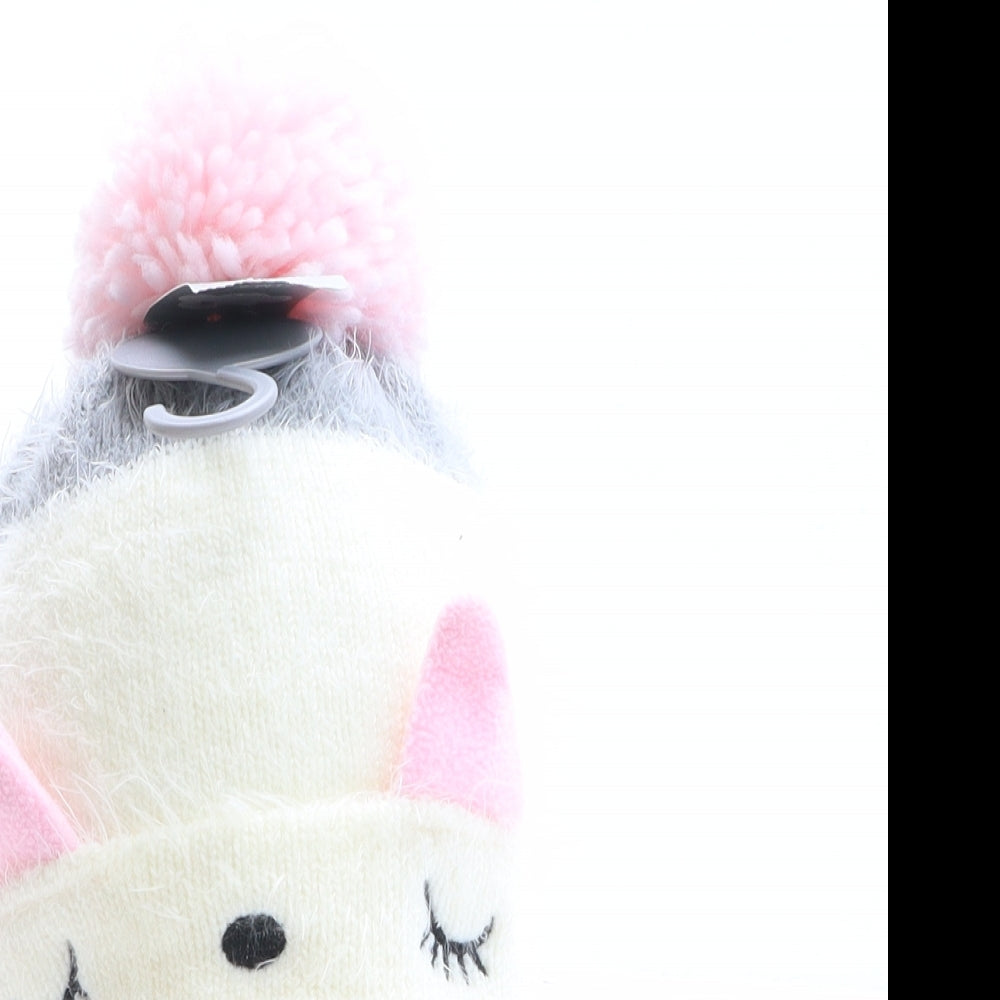 Primark Girls Multicoloured Colourblock Polyamide Bobble Hat One Size