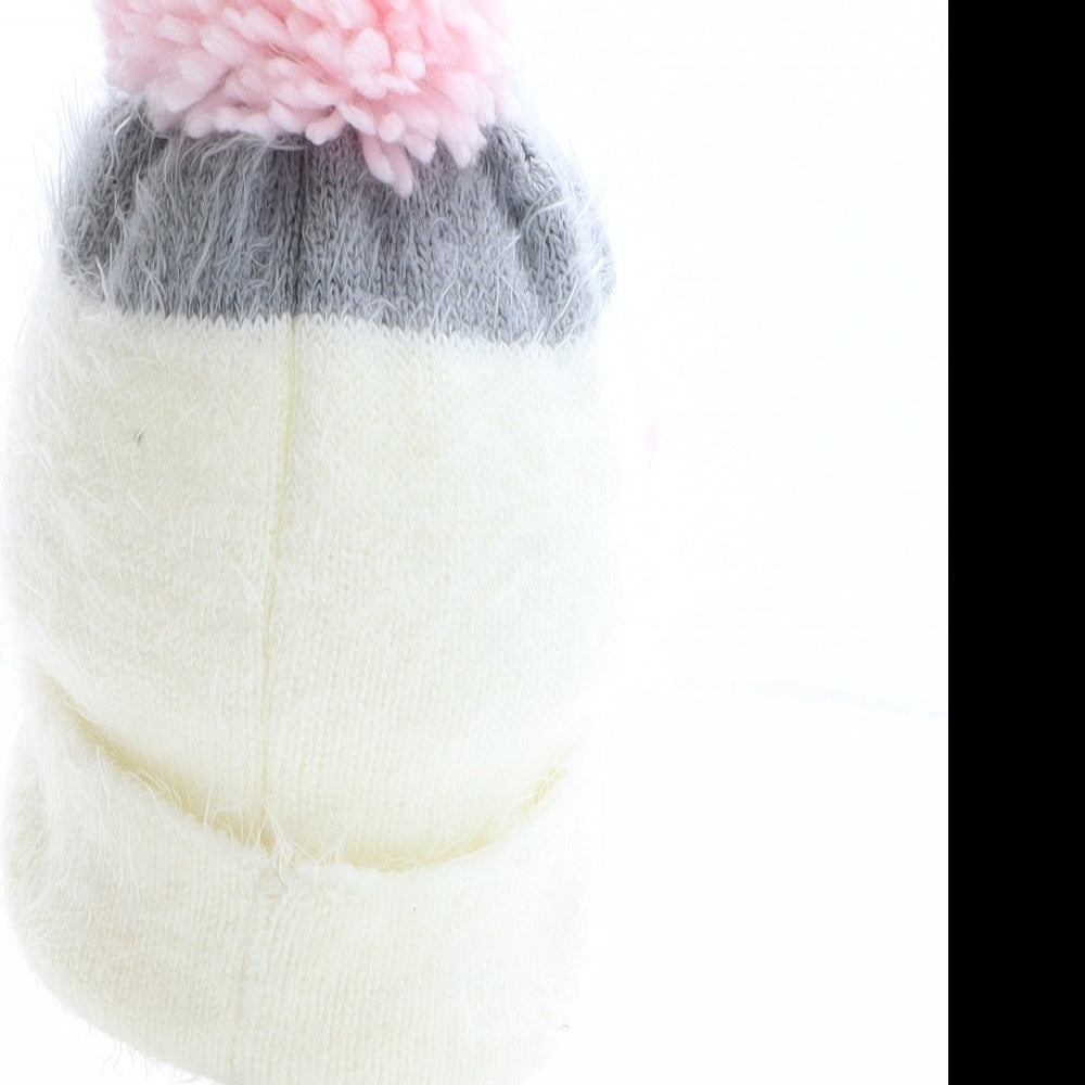 Primark Girls Multicoloured Colourblock Polyamide Bobble Hat One Size