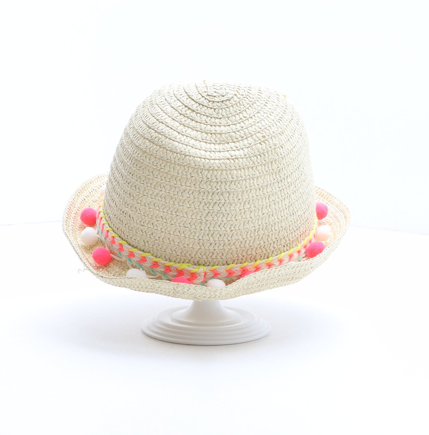 Primark Girls Beige Paper Trilby One Size - Pom Pom trim