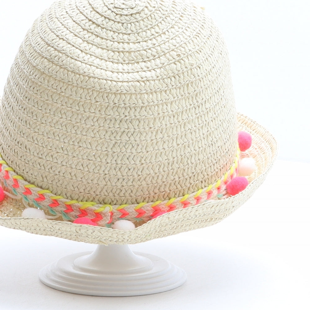 Primark Girls Beige Paper Trilby One Size - Pom Pom trim