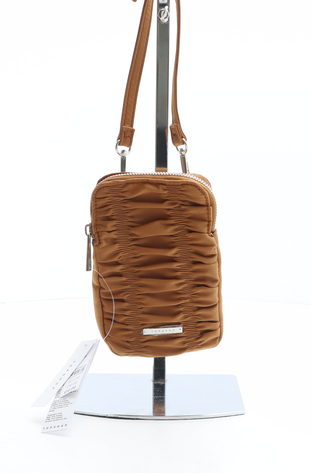 Topshop Womens Brown Solid Polyester Crossbody Size Mini