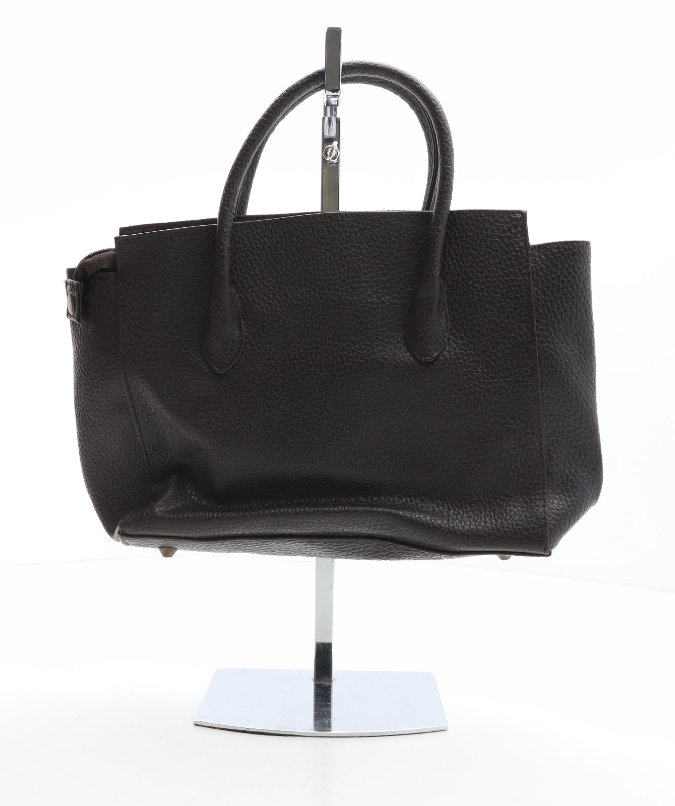 Atmosphere Womens Brown Solid PVC Top Handle Bag Size Medium - Padlock detail