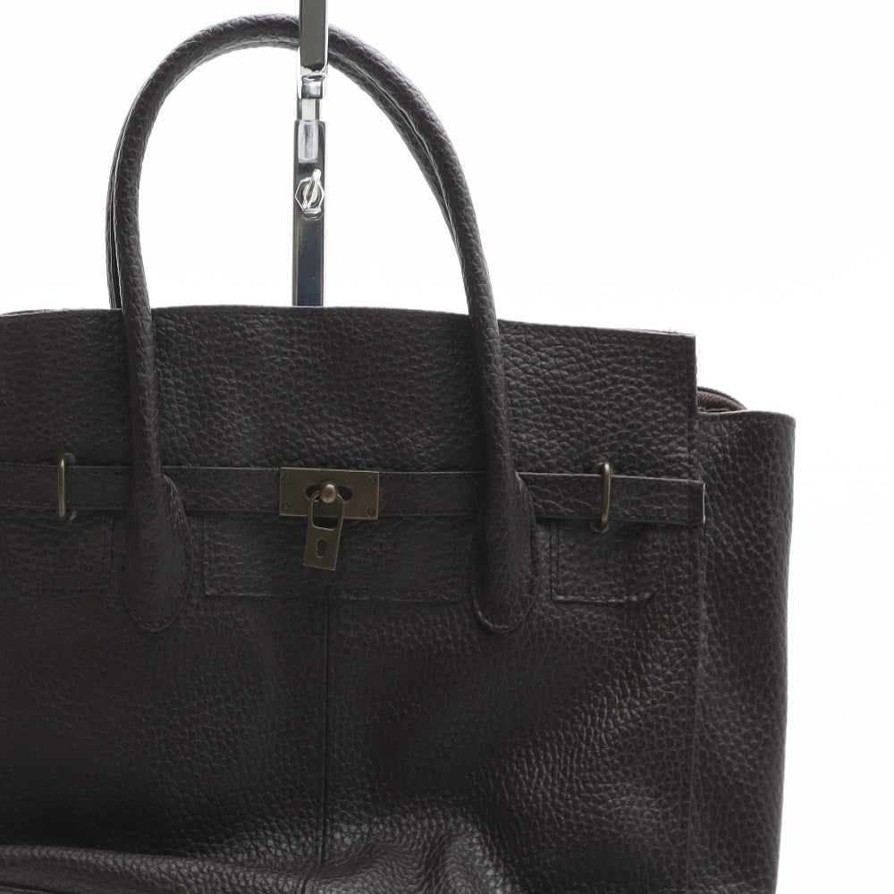 Atmosphere Womens Brown Solid PVC Top Handle Bag Size Medium - Padlock detail