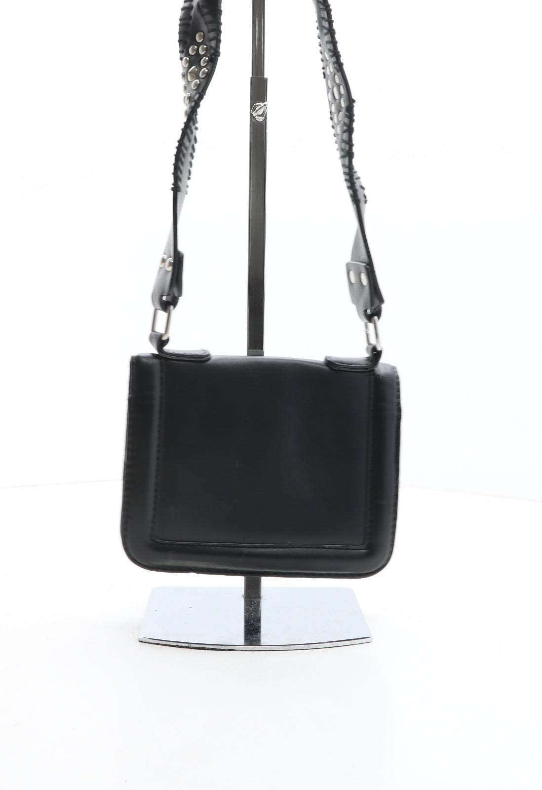 Atmosphere Womens Black Solid Polyurethane Shoulder Bag Size Small