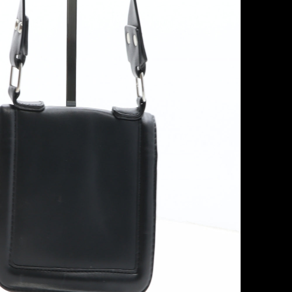 Atmosphere Womens Black Solid Polyurethane Shoulder Bag Size Small