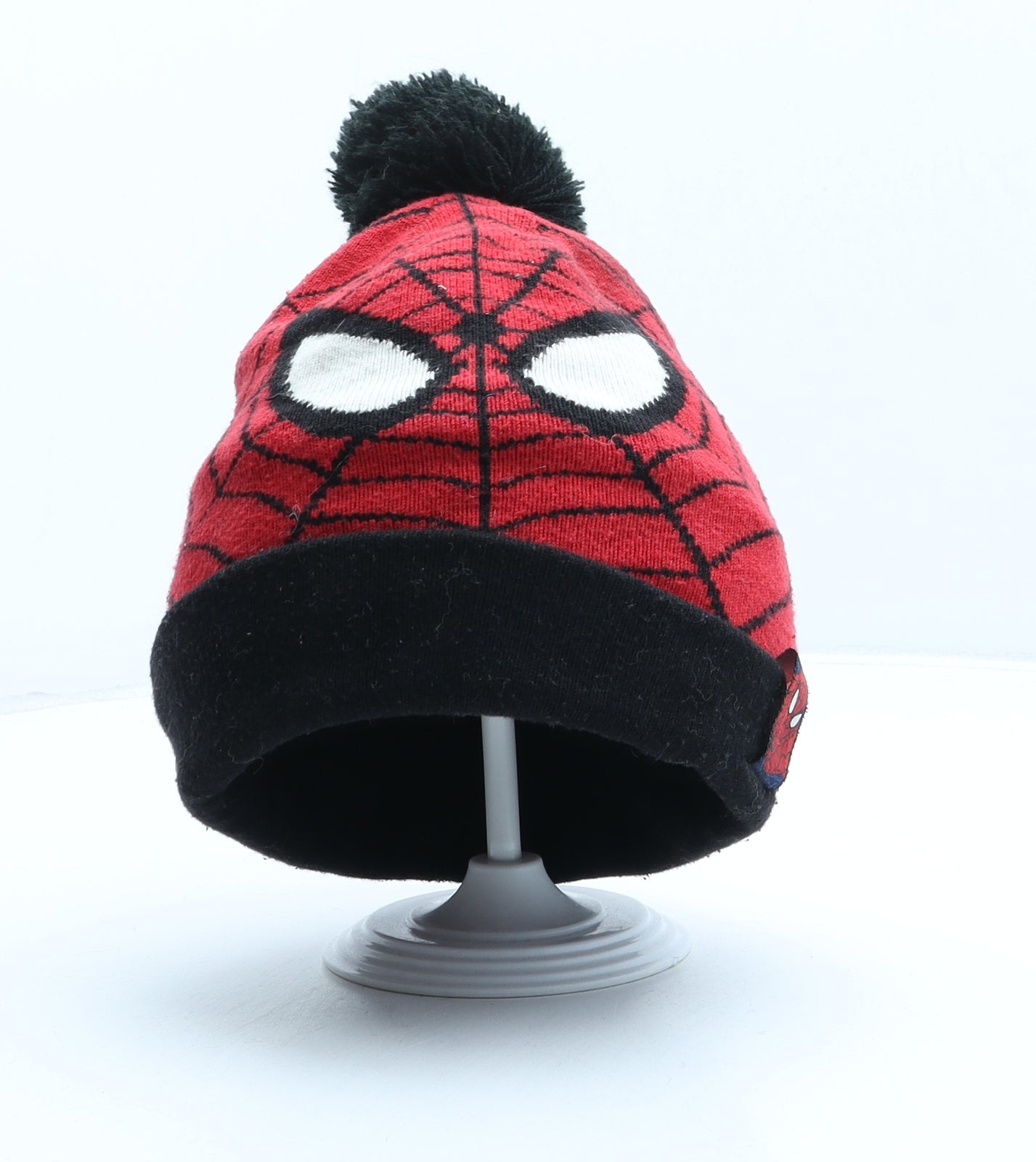 H&M Boys Red Geometric Acrylic Bobble Hat One Size - Spiderman