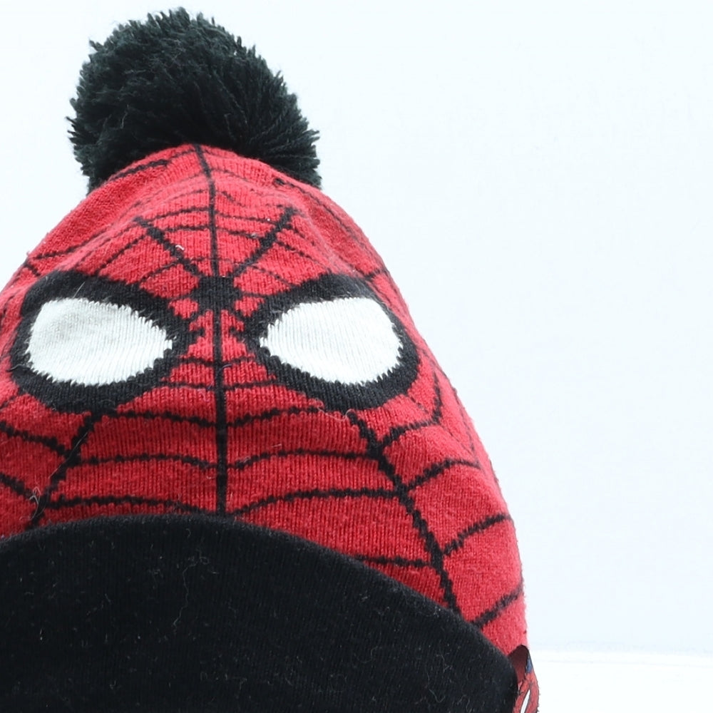 H&M Boys Red Geometric Acrylic Bobble Hat One Size - Spiderman