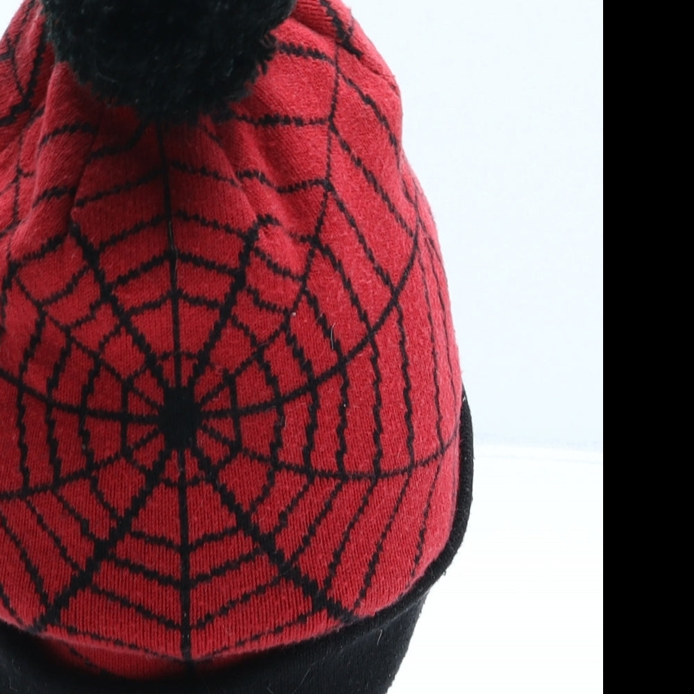 H&M Boys Red Geometric Acrylic Bobble Hat One Size - Spiderman