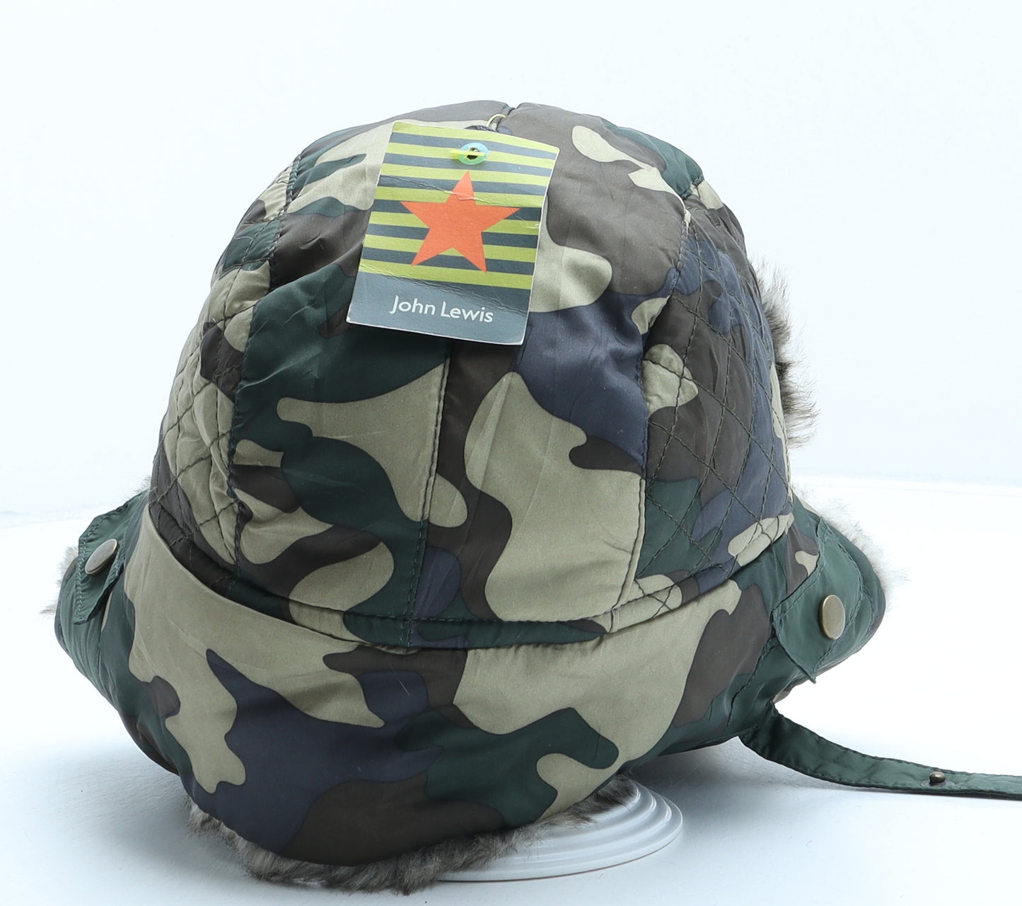 John Lewis Boys Green Camouflage Polyester Trapper Hat Size S