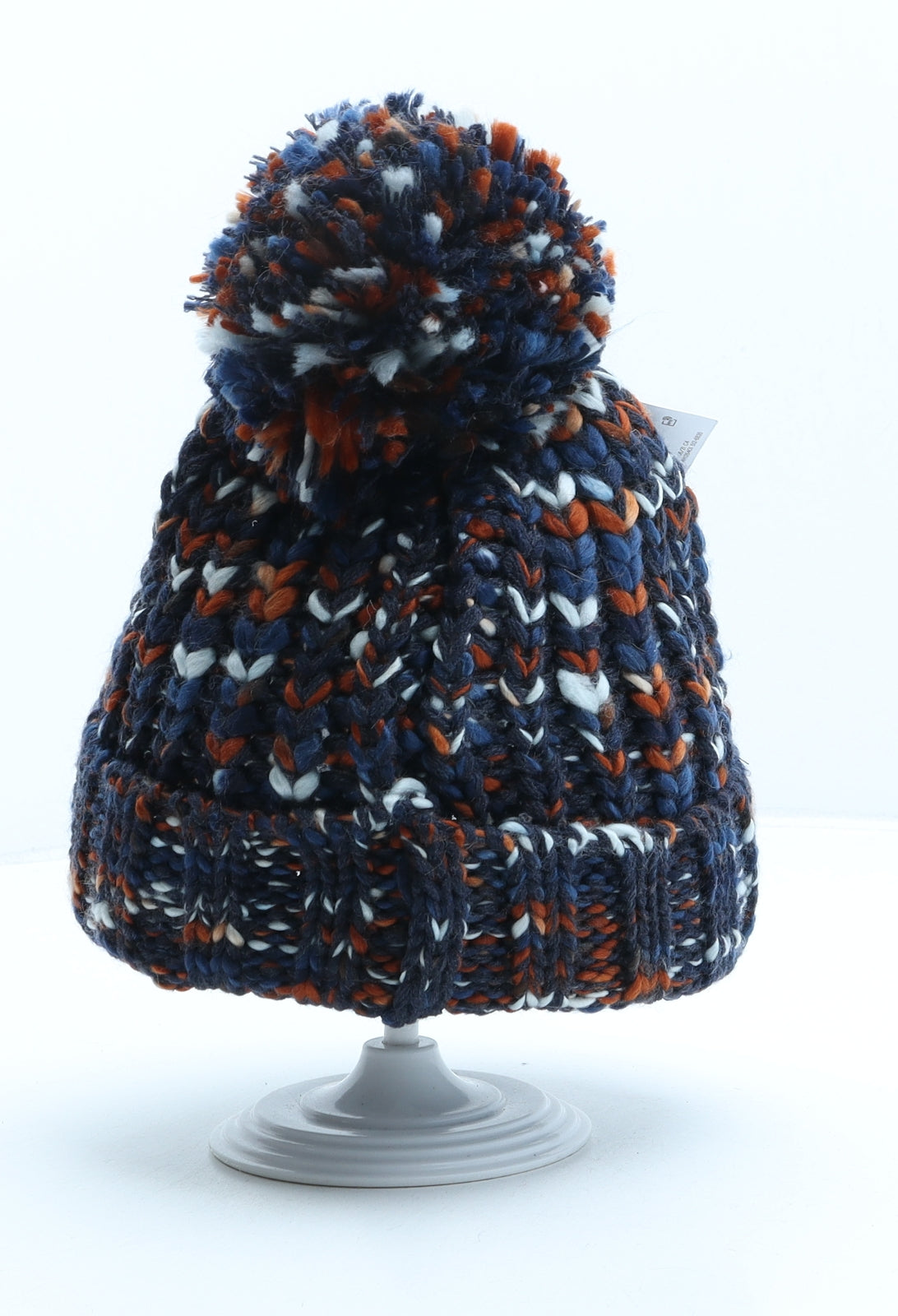 F&F Boys Multicoloured Geometric Polyester Bobble Hat One Size