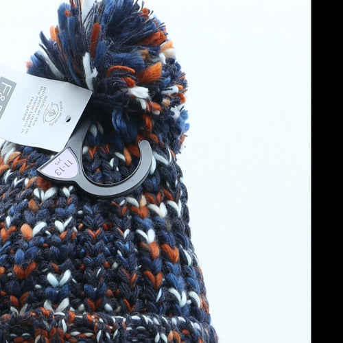 F&F Boys Multicoloured Geometric Polyester Bobble Hat One Size