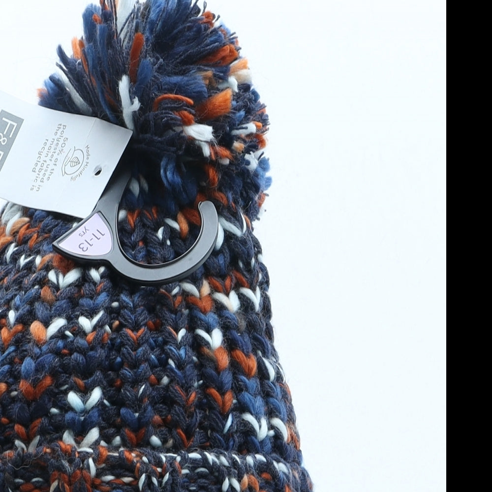 F&F Boys Multicoloured Geometric Polyester Bobble Hat One Size