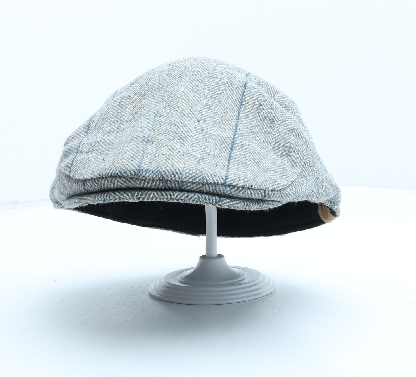 Jacamo Mens Grey Herringbone Polyester Flat Cap One Size