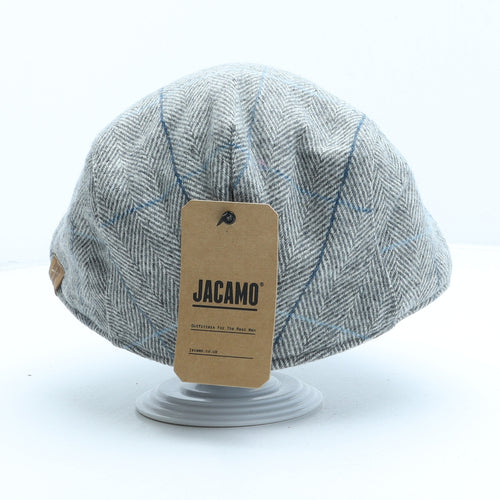 Jacamo Mens Grey Herringbone Polyester Flat Cap One Size