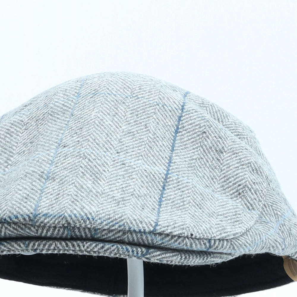 Jacamo Mens Grey Herringbone Polyester Flat Cap One Size