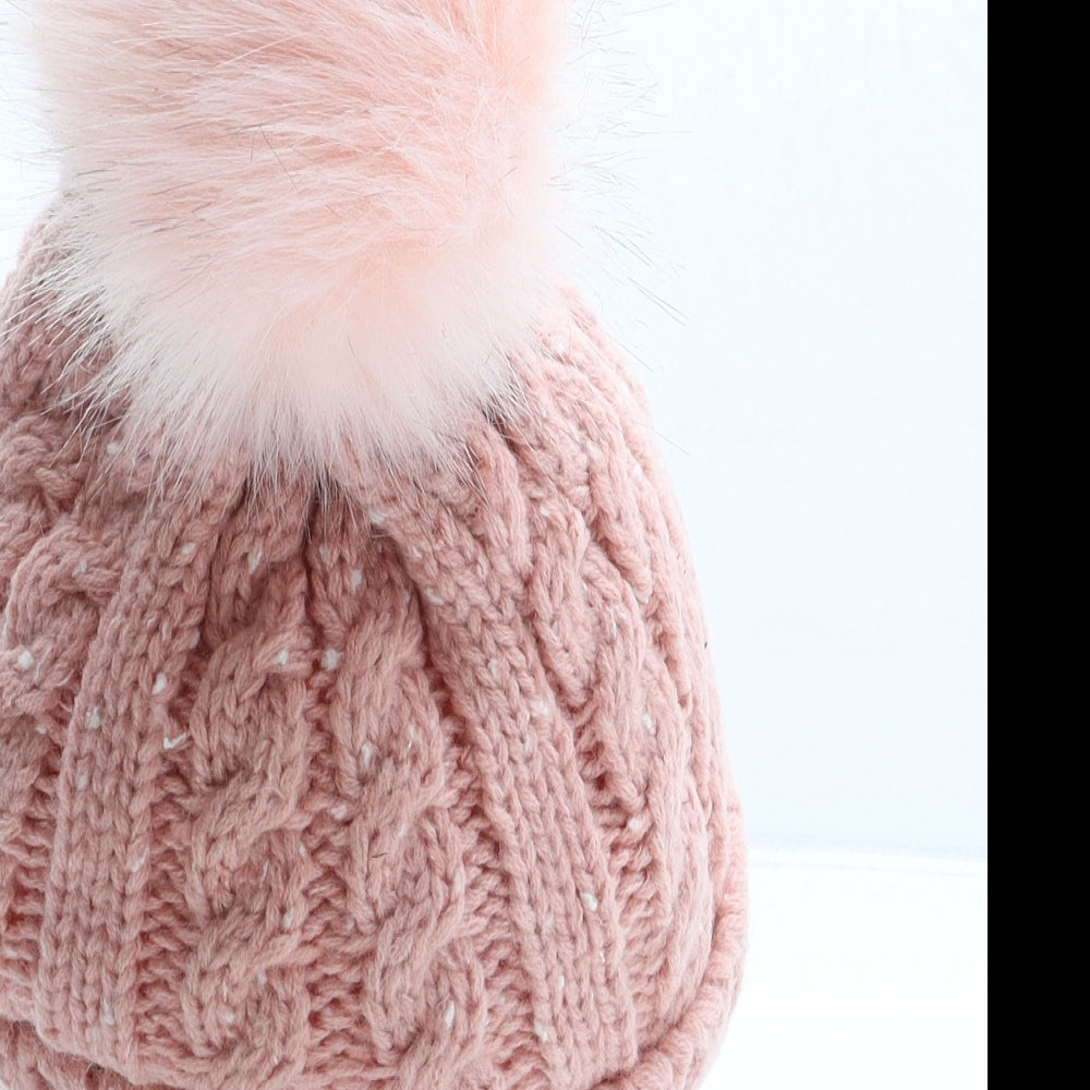 LCZTN Womens Pink Acrylic Bobble Hat One Size