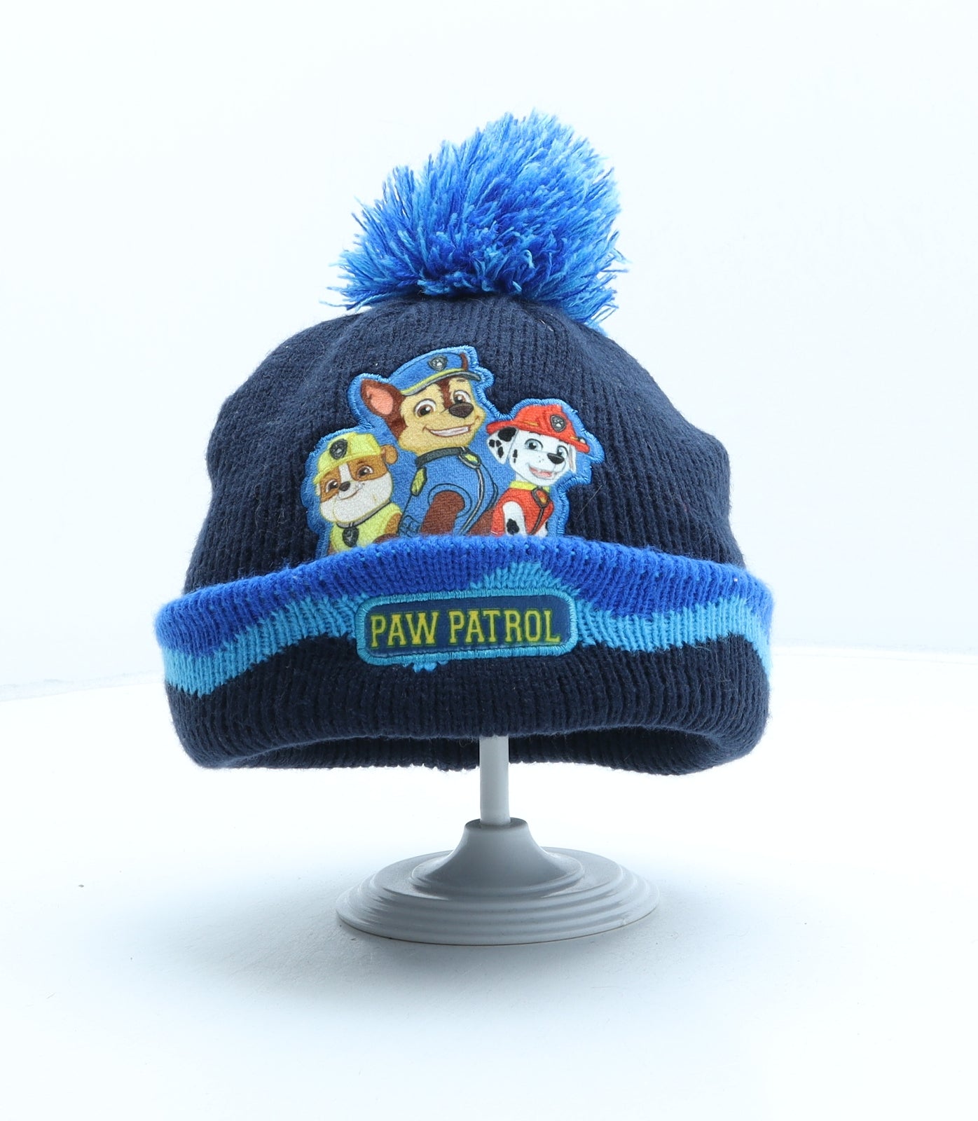 Peacocks Boys Blue Acrylic Bobble Hat One Size - Paw Patrol