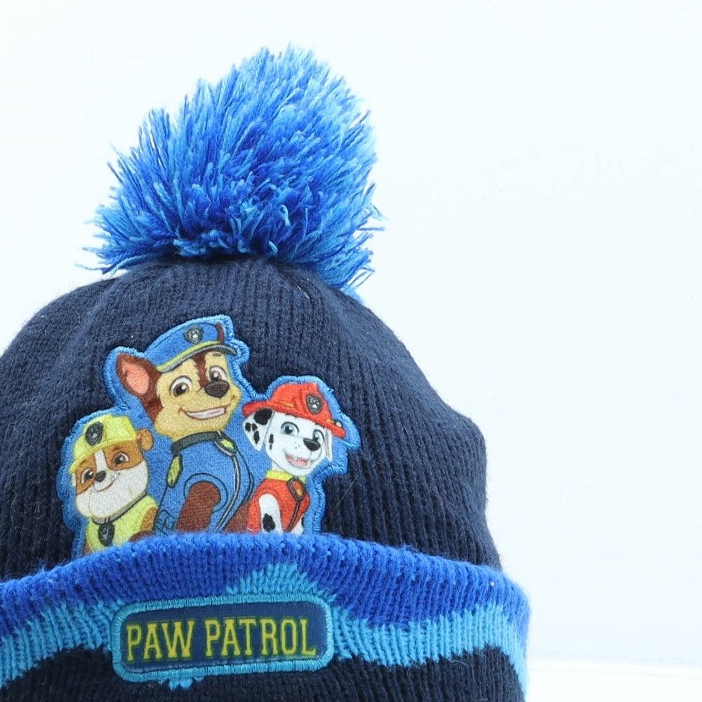 Peacocks Boys Blue Acrylic Bobble Hat One Size - Paw Patrol