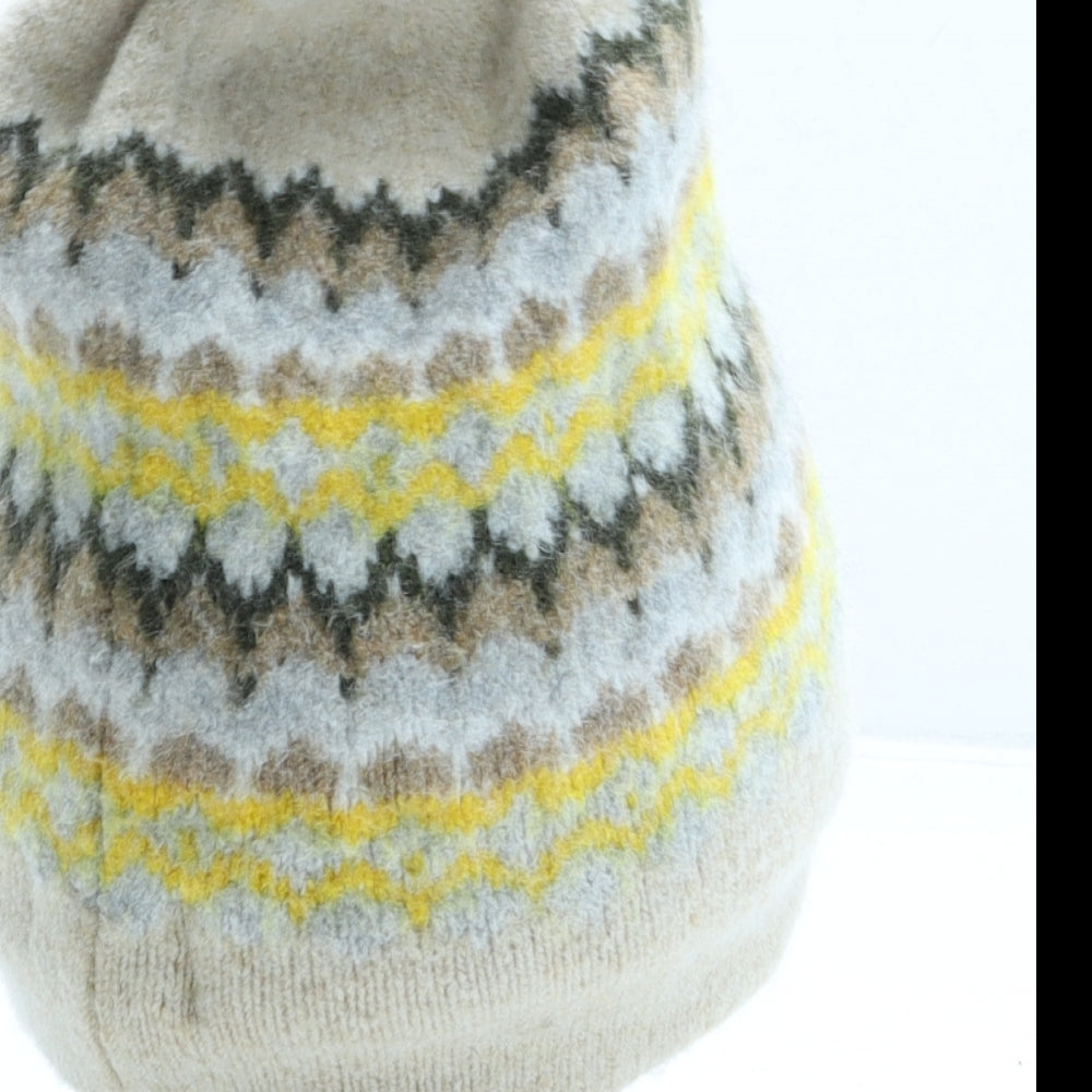 Barts Womens Beige Fair Isle Acrylic Bobble Hat One Size