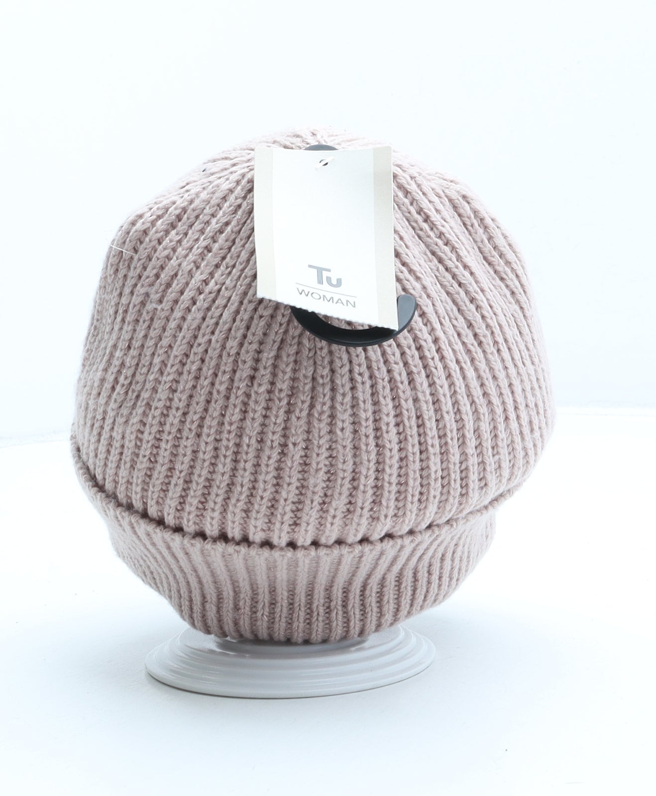 TU Womens Pink Polyester Beanie One Size