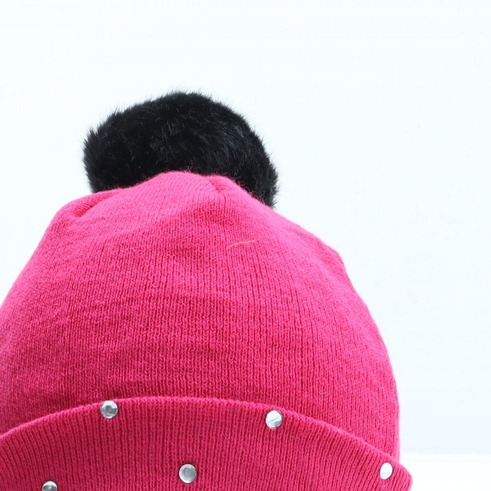New Era Womens Pink Acrylic Bobble Hat One Size