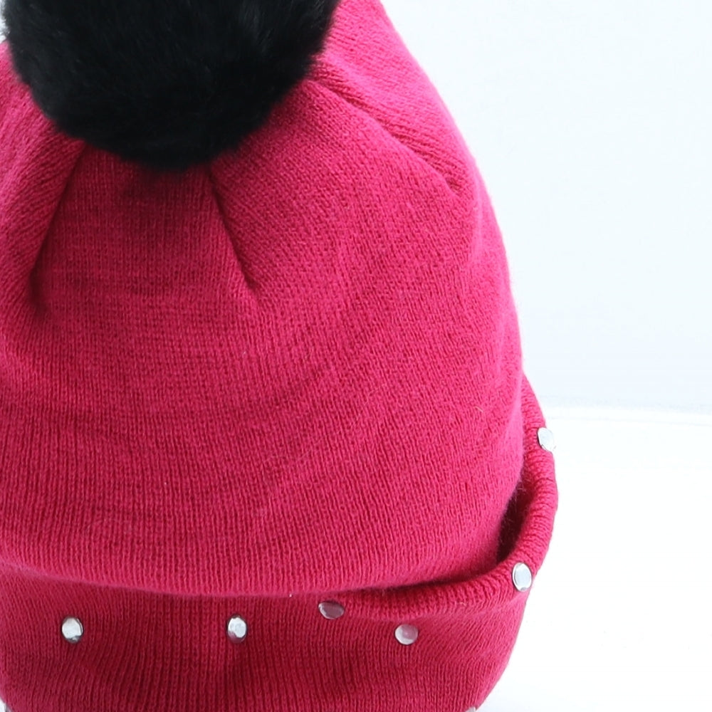 New Era Womens Pink Acrylic Bobble Hat One Size