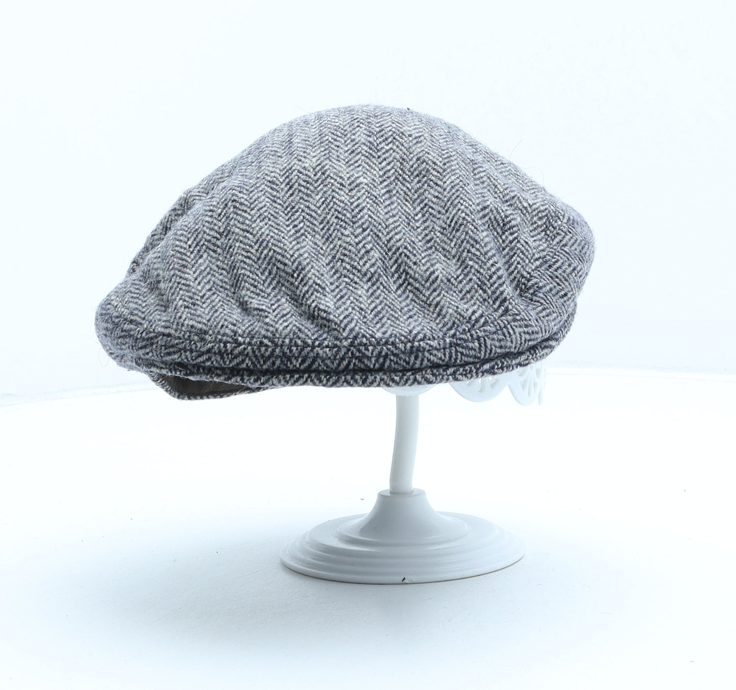 Linney Mens Grey Herringbone Polyester Flat Cap Size 7