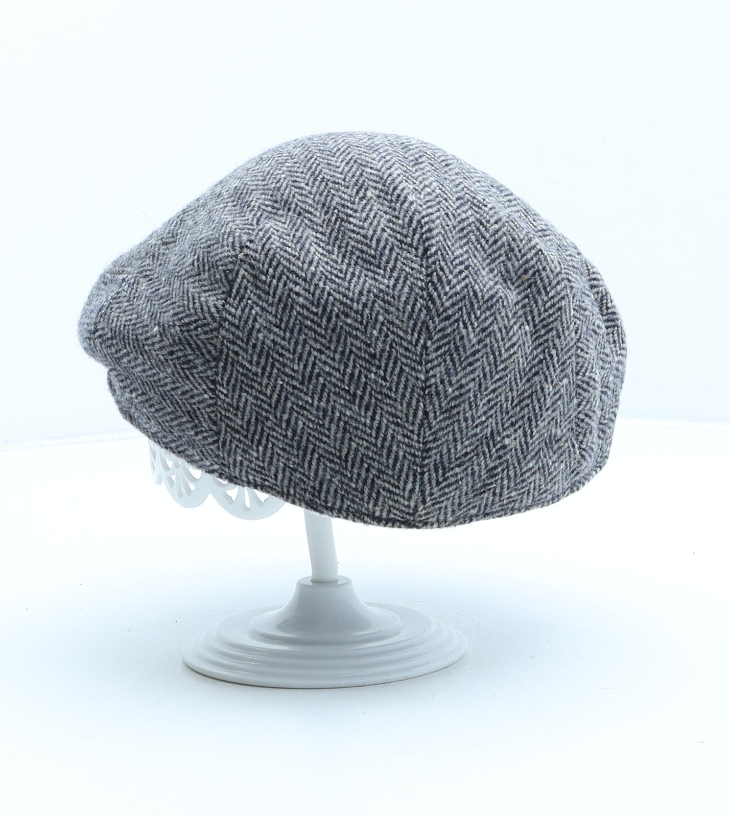 Linney Mens Grey Herringbone Polyester Flat Cap Size 7