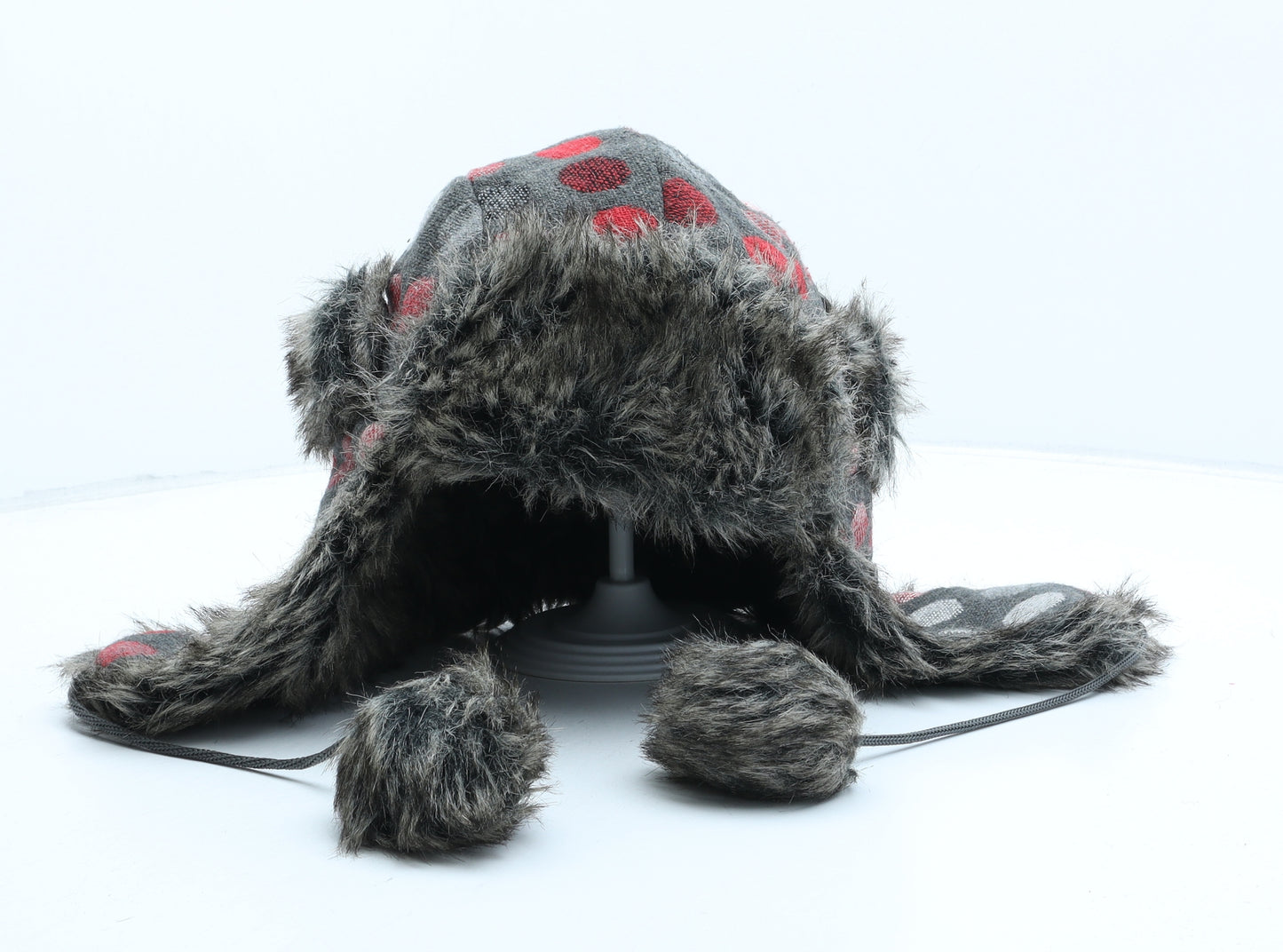 Hawkins Womens Grey Polka Dot Polyester Trapper Hat One Size