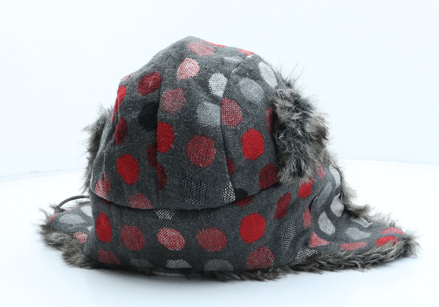 Hawkins Womens Grey Polka Dot Polyester Trapper Hat One Size